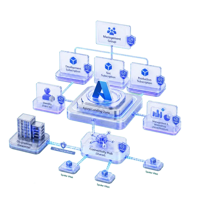 Azure Enterprise Landing Zones con gobierno, redes e identidades